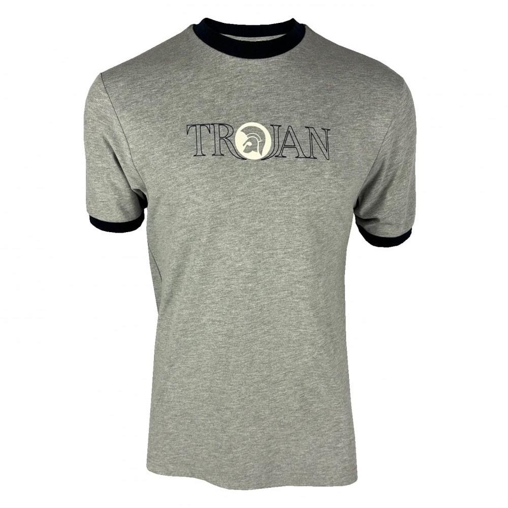 Trojan Records Outline Print Logo T-Shirt Melange Grey