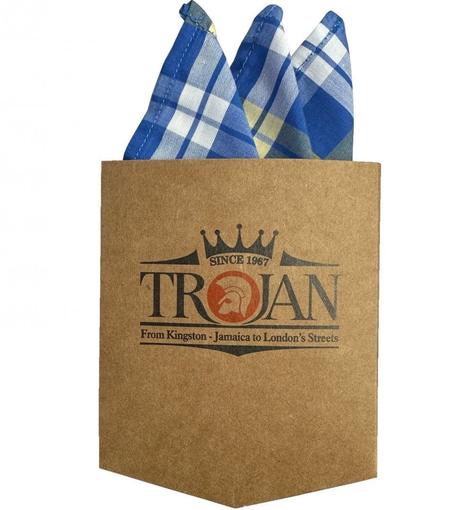 Trojan Records Windowpane Check Shirt With Pocket Square Cobalt Thumbnail 3