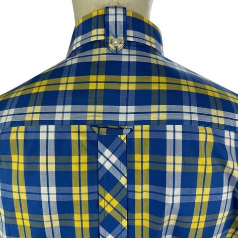 Trojan Records Windowpane Check Shirt With Pocket Square Cobalt Thumbnail 4