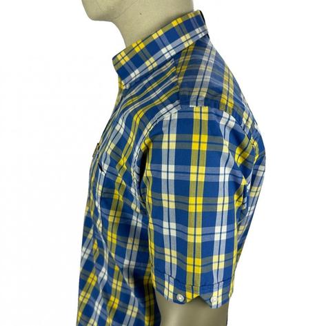 Trojan Records Windowpane Check Shirt With Pocket Square Cobalt Thumbnail 5