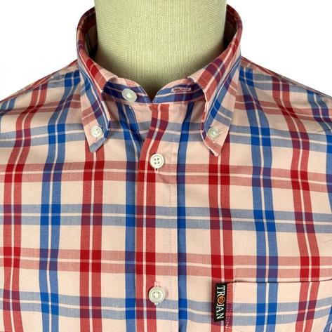 Trojan Records Windowpane Check Shirt With Pocket Square Pink Thumbnail 2