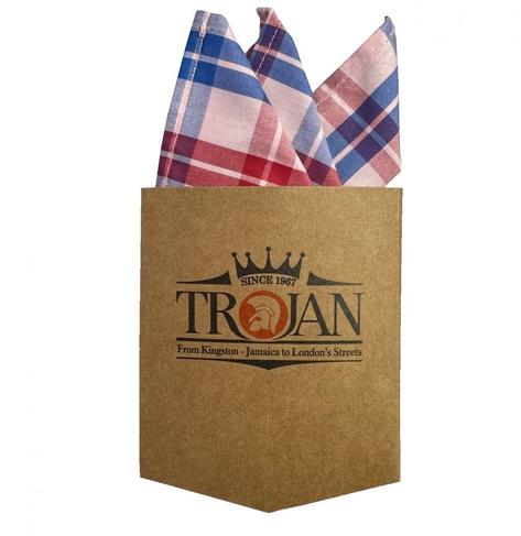 Trojan Records Windowpane Check Shirt With Pocket Square Pink Thumbnail 3