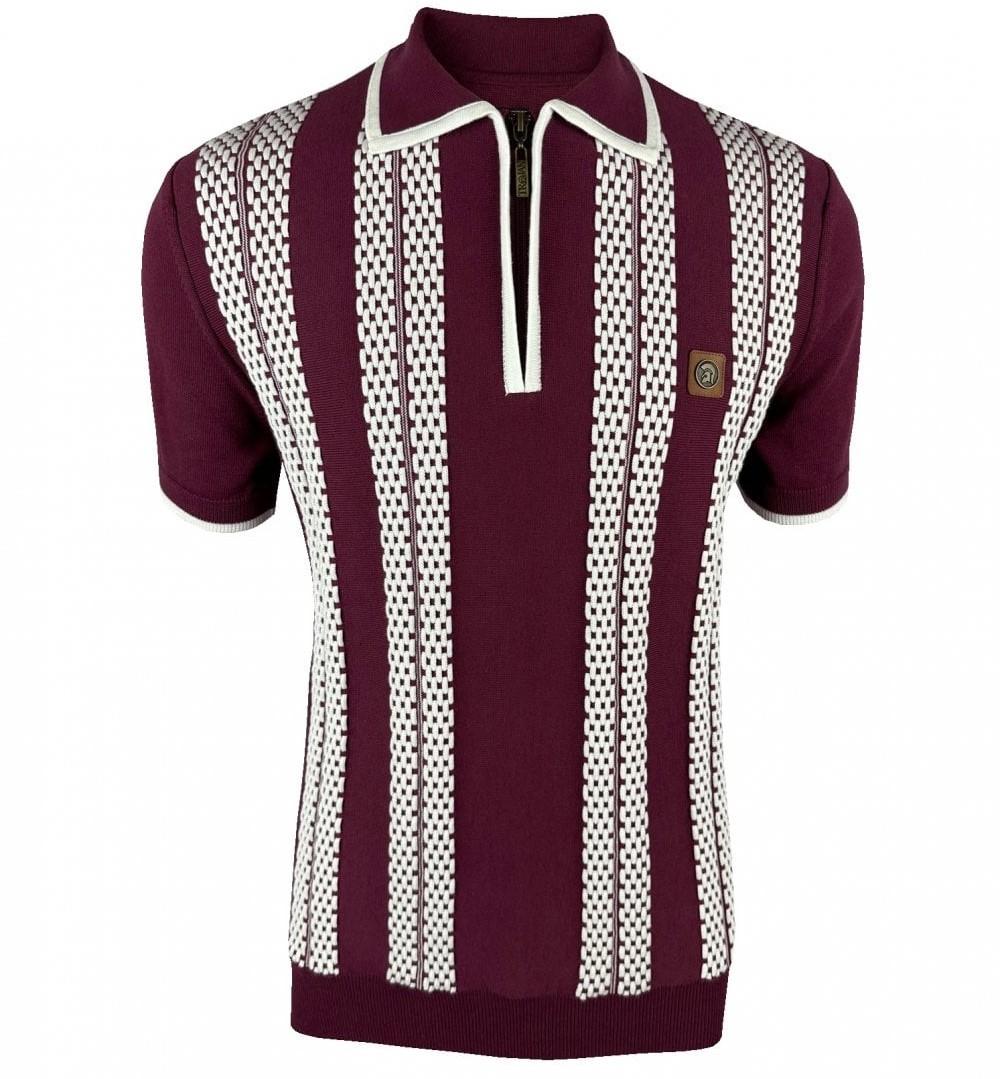 Trojan Records Bubble Knit Zip Neck Polo Port