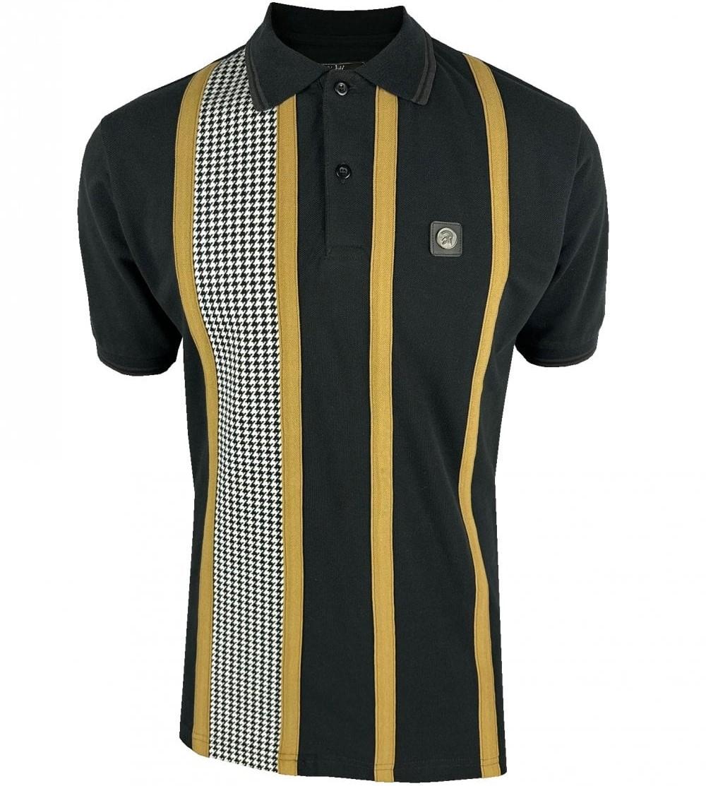 Trojan Records Houndstooth Stripe Polo Black
