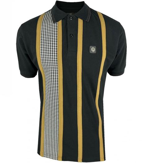 Trojan Records Houndstooth Stripe Polo Black Thumbnail 1