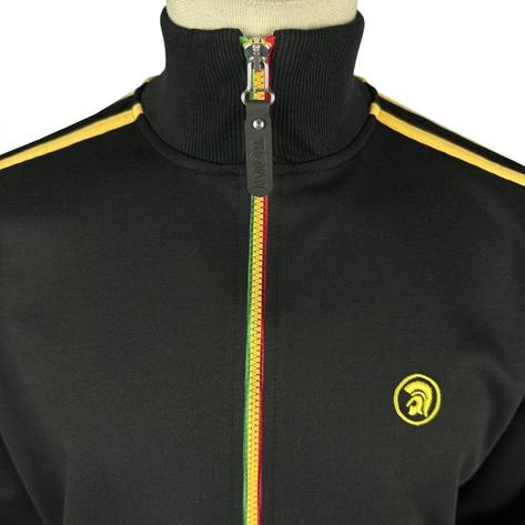 Trojan Recordst Twin Stripe Contrast Zip Track Top Rasta Thumbnail 2