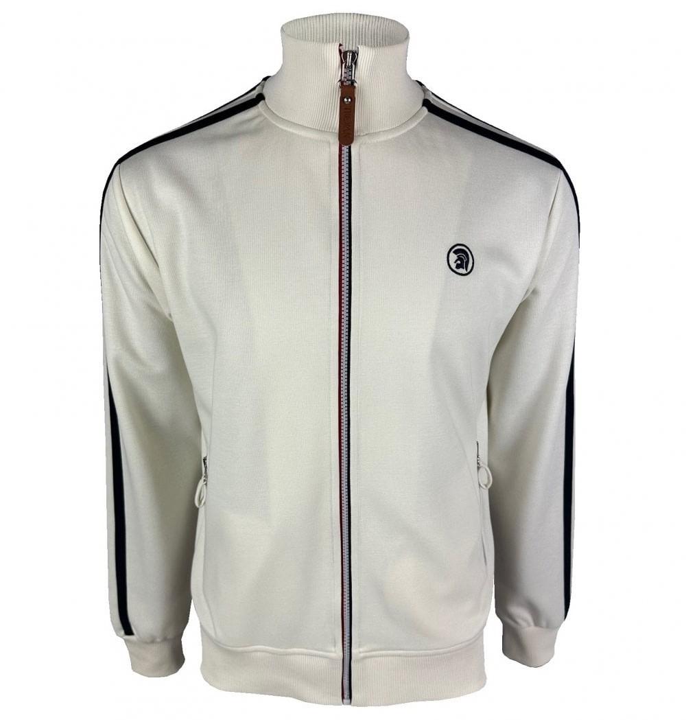 Trojan Recordst Twin Stripe Contrast Zip Track Top Ecru