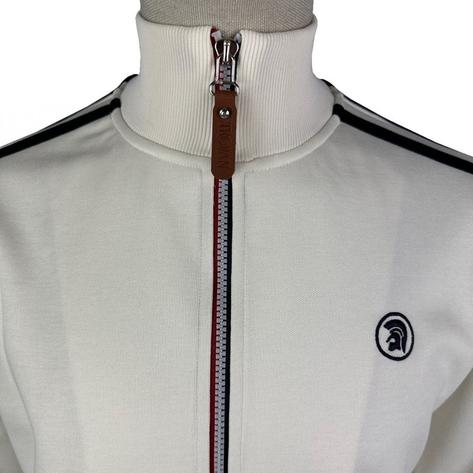 Trojan Recordst Twin Stripe Contrast Zip Track Top Ecru Thumbnail 2