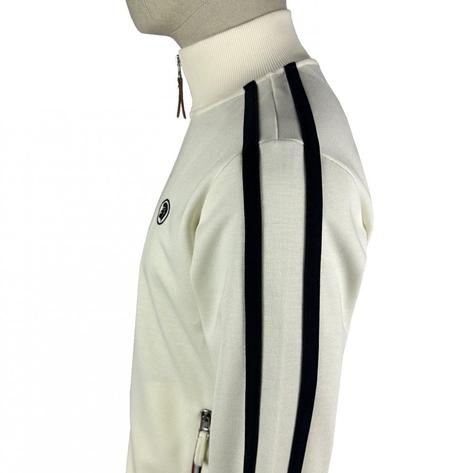 Trojan Recordst Twin Stripe Contrast Zip Track Top Ecru Thumbnail 3