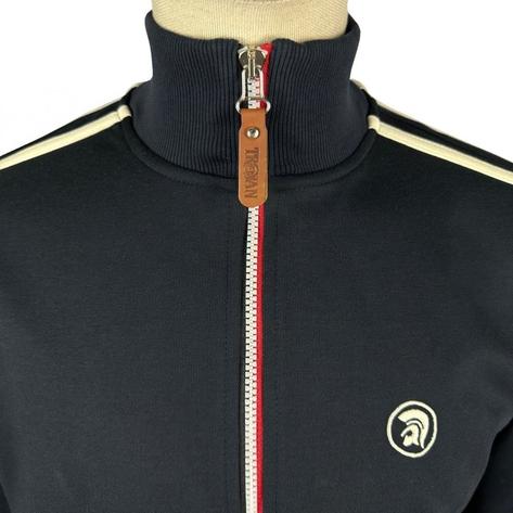 Trojan Recordst Twin Stripe Contrast Zip Track Top Navy Thumbnail 2