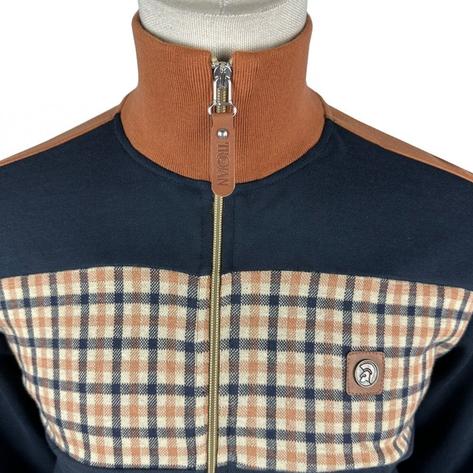 Trojan Records Gingham Panel Track Top Navy Thumbnail 2