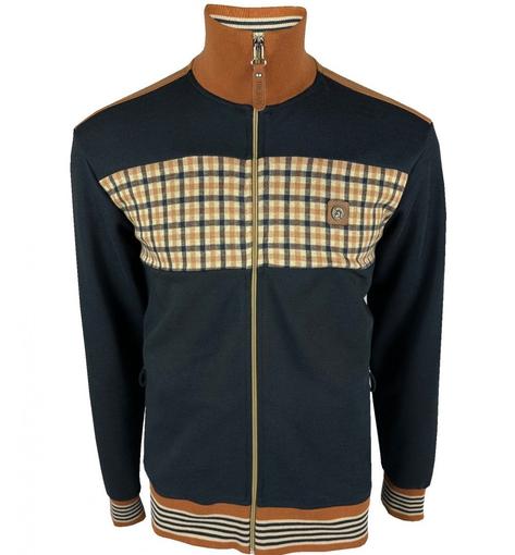 Trojan Records Gingham Panel Track Top Navy Thumbnail 1