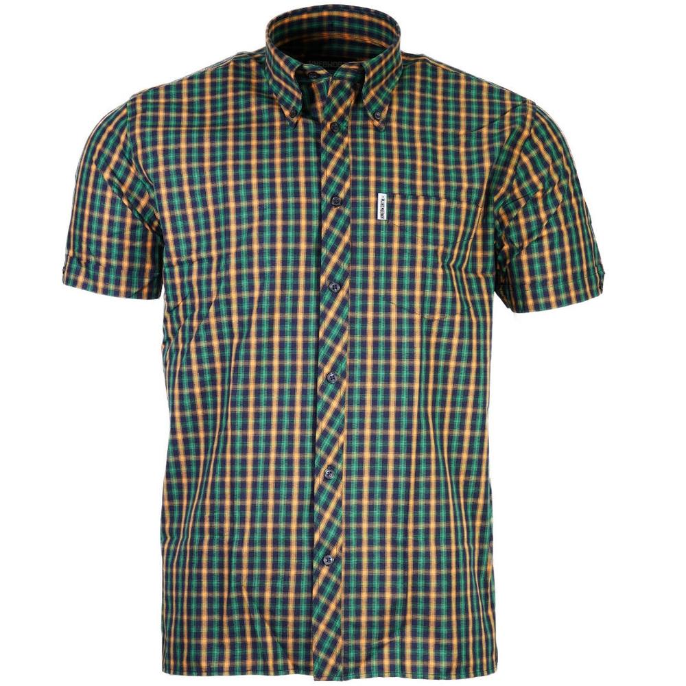 Knebworth Clothing Jamaica Short Sleeve Check Shirt Green/Yellow