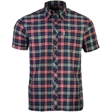 Knebworth Clothing Windowpane Short Sleeve Check Shirt Red/Green Thumbnail 1