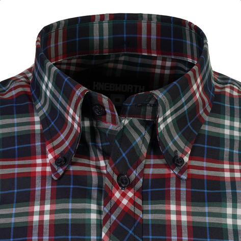 Knebworth Clothing Windowpane Short Sleeve Check Shirt Red/Green Thumbnail 2