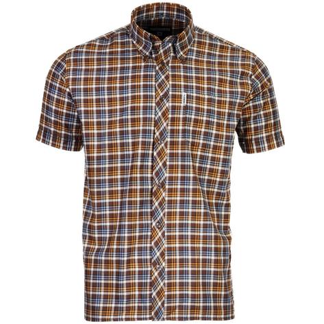 Knebworth Clothing Plaid Short Sleeve Check Shirt Brown/Orange/Sky Thumbnail 1