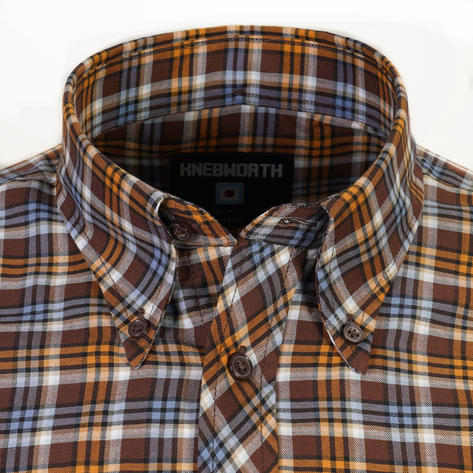 Knebworth Clothing Plaid Short Sleeve Check Shirt Brown/Orange/Sky Thumbnail 2