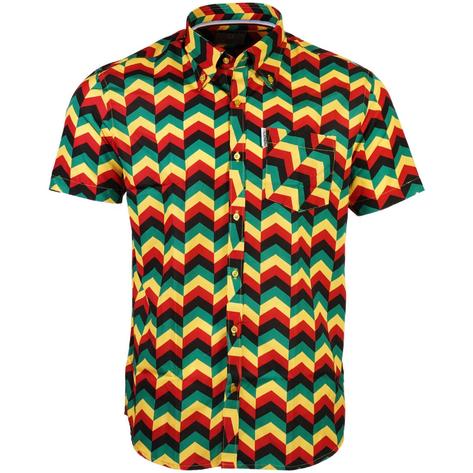 Knebworth Clothing Jamaica Chevron Button Down Shirt Red/Green/Yellow Thumbnail 1