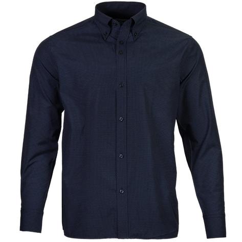 Knebworth Clothing Micro Pin Dot Print Button Down Shirt Navy Thumbnail 1