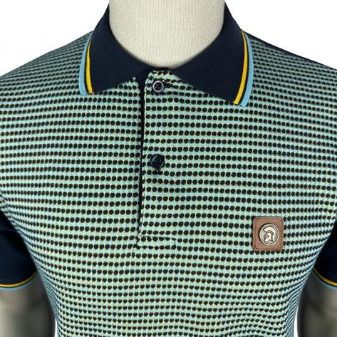 Trojan Records Birdseye Panel Jersey Polo Navy Thumbnail 2