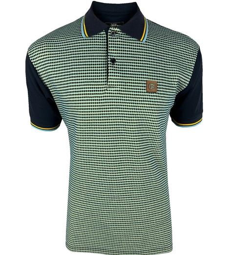 Trojan Records Birdseye Panel Jersey Polo Navy Thumbnail 1