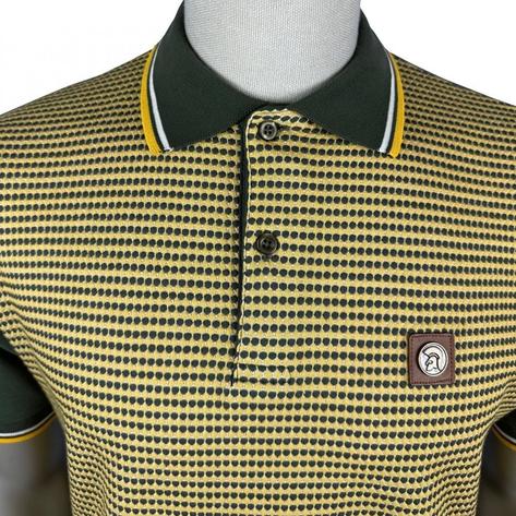 Trojan Records Birdseye Panel Jersey Polo Olive Green Thumbnail 2