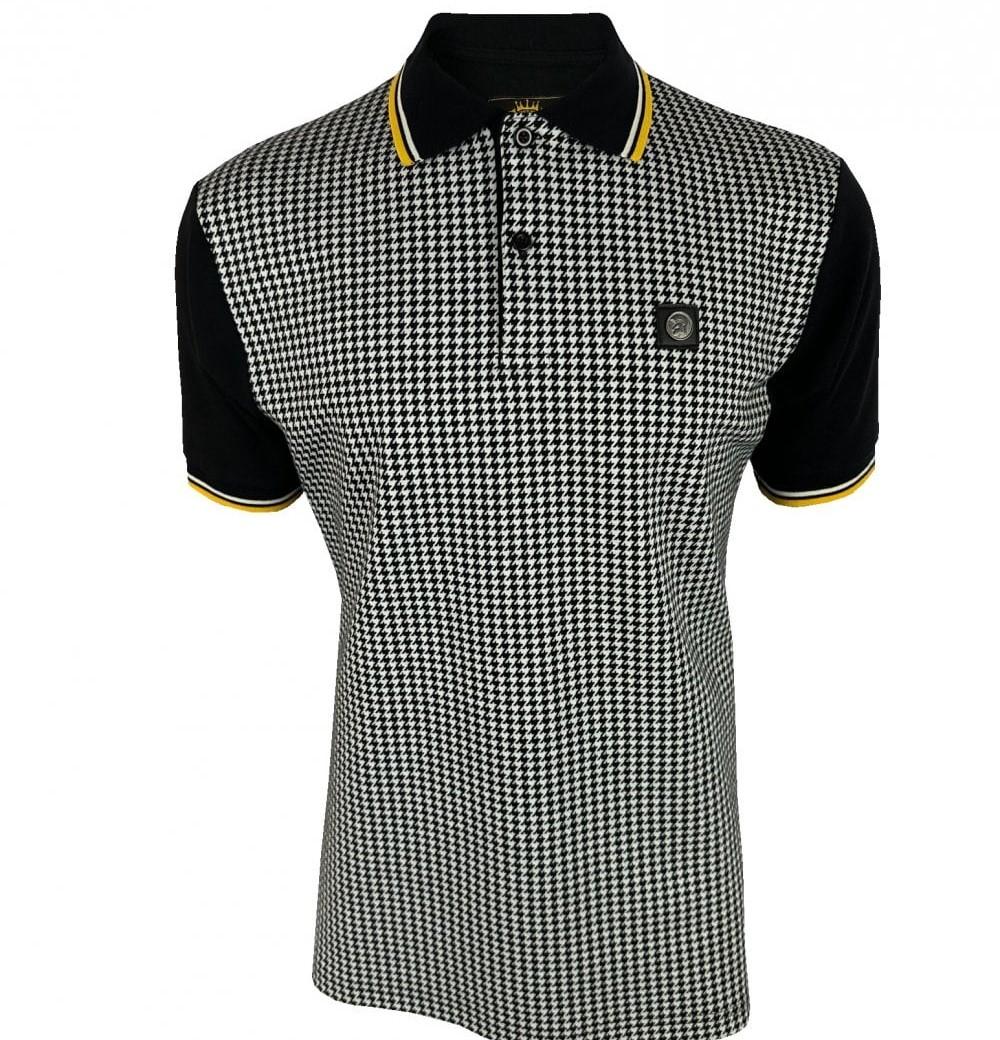 Trojan Records Houndstooth Panel Polo Ecru