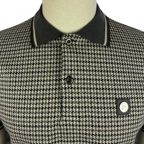 Trojan Records Houndstooth Panel Jersey Polo Charcoal | Adaptor Clothing