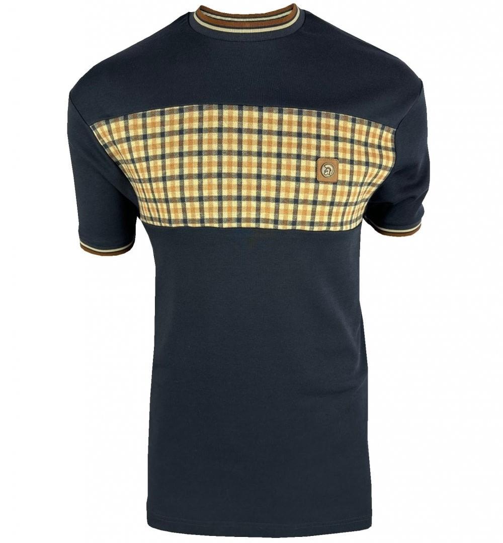 Trojan Records Gingham Panel T-Shirt Navy