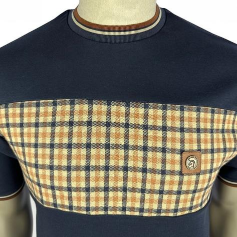 Trojan Records Gingham Panel T-Shirt Navy Thumbnail 2