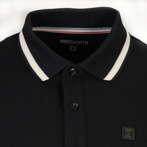 Knebworth Clothing Waffle Knit Bold Tipped Polo Shirt Black Thumbnail 2