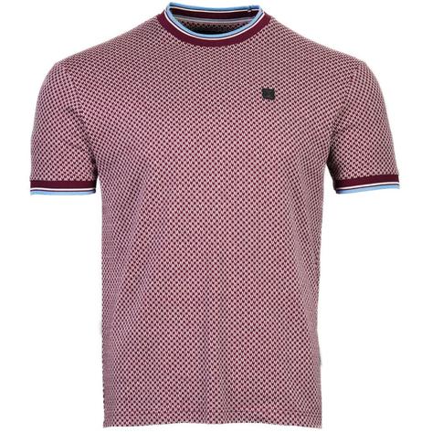 Knebworth Clothing Jacquard Knit Twin Tipped Ringer Tee Wine Thumbnail 1