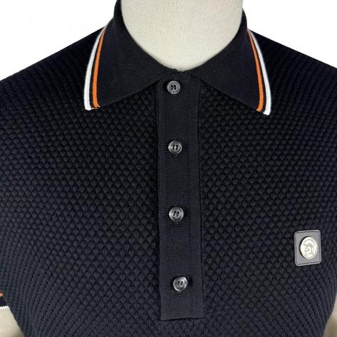 Trojan Records Textured Panel Fine Gauge Polo Black Thumbnail 2