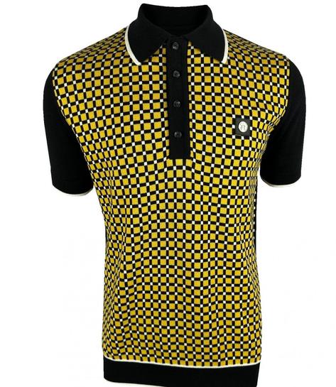Trojan Records Squares Panel Fine Gauge Polo Black Thumbnail 1