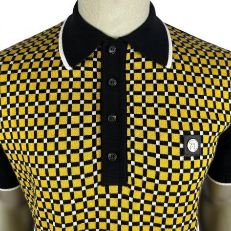Trojan Records Squares Panel Fine Gauge Polo Black Thumbnail 2