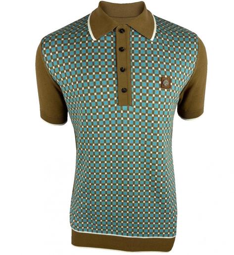 Trojan Records Squares Panel Fine Gauge Polo Camel Thumbnail 1