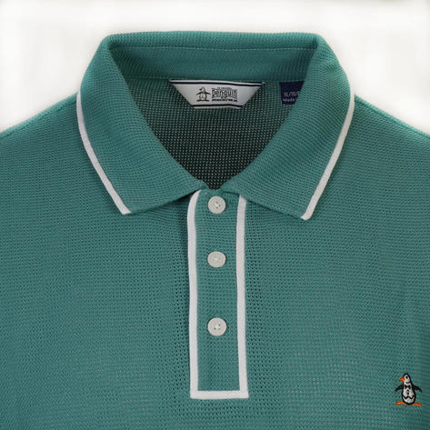 Original Penguin Airtex Fine Gauge Knit Polo Shirt Petrol Blue Thumbnail 2