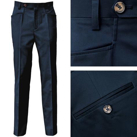 Adaptor Clothing Venetian Cotton Frogmouth Pocket Slim Trouser Navy Thumbnail 1