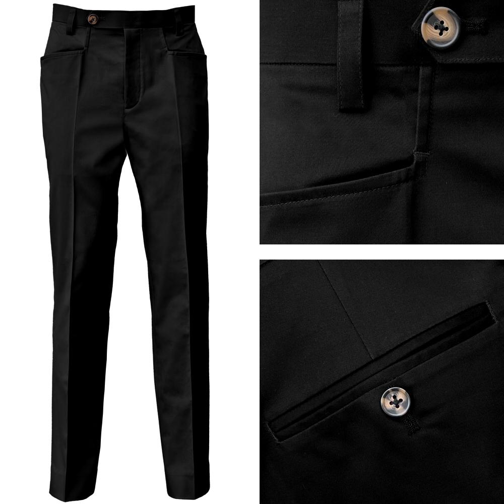 Adaptor Clothing Venetian Cotton Frogmouth Pocket Slim Trouser Black