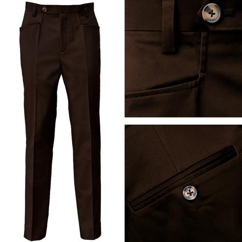 Adaptor Clothing Venetian Cotton Frogmouth Pocket Slim Trouser Dark Choc