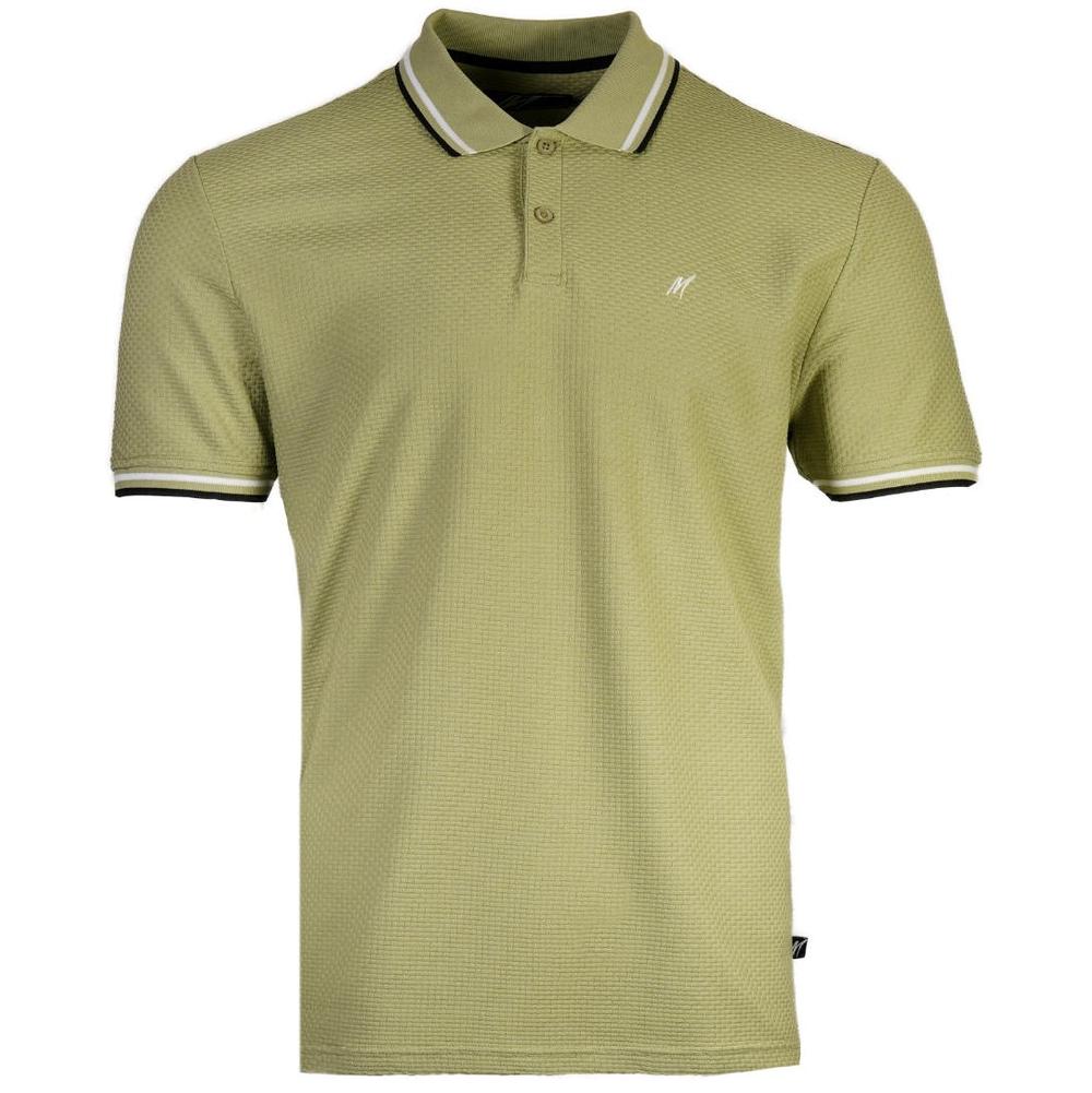 Mish Mash Basketweave Cotton Polo Shirt Pale Green