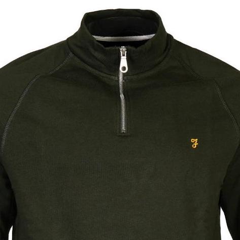 Farah Organic Cotton Quarter Zip Sweatshirt Dark Green Thumbnail 2