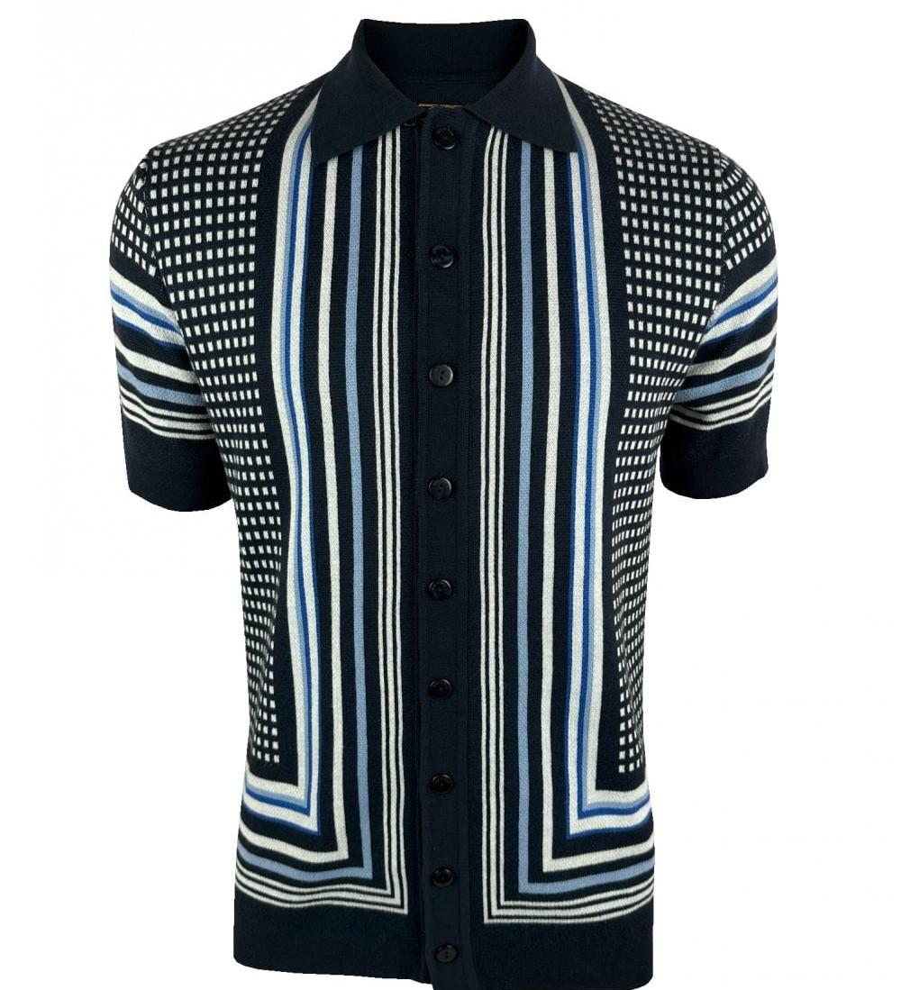 Ska & Soul Fine Gauge Jacquard Cardi Navy