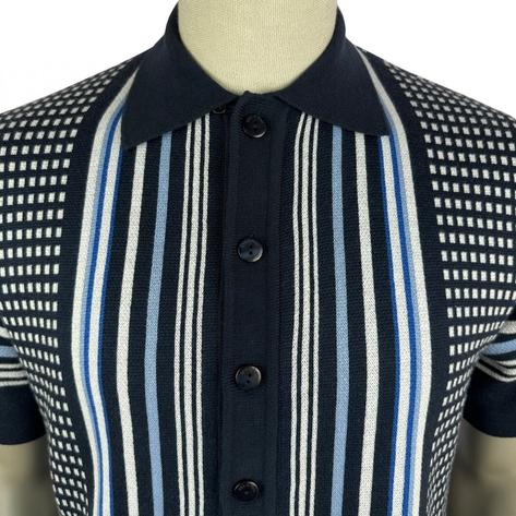 Ska & Soul Fine Gauge Jacquard Cardi Navy Thumbnail 2