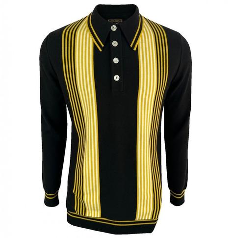 Ska & Soul Fine Gauge Stripe Front L/S Spearpoint Black Thumbnail 1