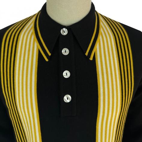 Ska & Soul Fine Gauge Stripe Front L/S Spearpoint Black Thumbnail 2