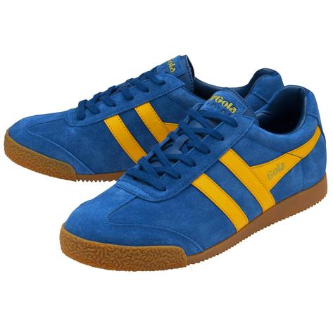 Gola Harrier Classic Twin Stripe Suede Trainer Marine Blue / Sun Thumbnail 3