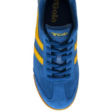 Gola Harrier Classic Twin Stripe Suede Trainer Marine Blue / Sun Thumbnail 5