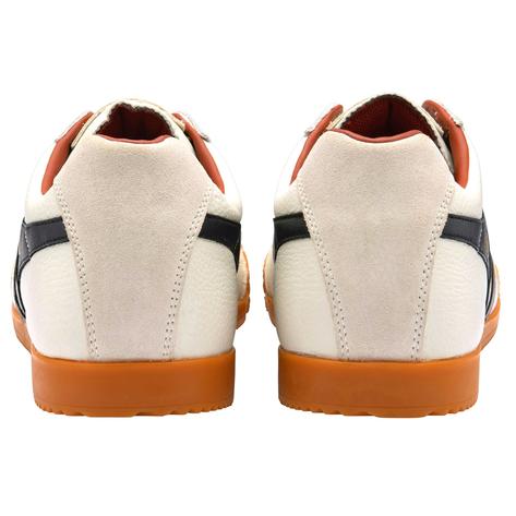 Gola Harrier Classic Twin Stripe Tumbled Leather Trainer Off Wht / Blk / Rust Thumbnail 4