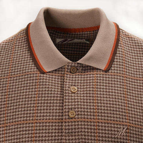 Mish Mash Houndstooth Overcheck Polo Shirt Oak Thumbnail 2